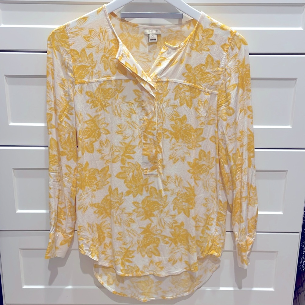 J. Crew yellow floral blouse
